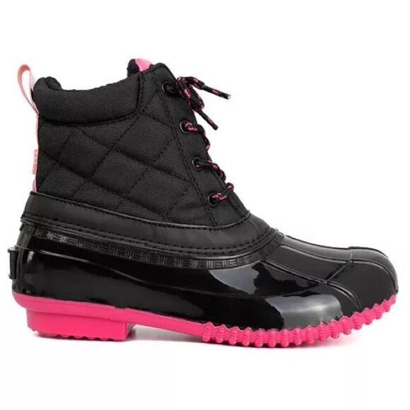 Sugar size 6 waterproof rain duck boots pink black - Picture 1 of 8